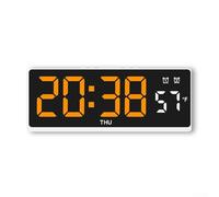 UrbanHui LED Digital Alarm Clock With Dual Alarm Functions, Temperature Display In Both Fahrenheit And Celsius, Voice Activated Light And Five Adjustable Brightness Levels(White shell orange)