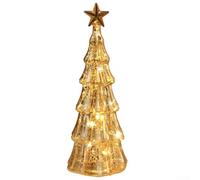 UrbanHui Lighted Glass Christmas Tree Tabletop Decor with Warm Glow LED Lights Night Light for Home Office Bedroom Living Room Decoration(D)