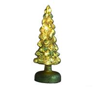 UrbanHui Lighted Glass Christmas Tree Tabletop Decor with Warm Glow LED Lights Night Light for Home Office Bedroom Living Room Decoration(H)