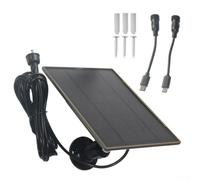UrbanHui Monocrystalline Solar Panel for Security Camera | 6000mAh for battery, Dual Output DC3.5 to Type-C and for mini USB, 22% Efficiency, Cable, for Outdoor Power Supply Kit
