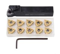 UrbanHui MWLNR1616H08 Lathe Turning Tool Holder with 10pcs WNMG080408 Carbide Inserts 16x100mm Right Hand Wrench Included Complete Turning Set