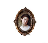 UrbanHui Oval Photo Frame Vintage Brown Resin Antique Style Classic Wall Decor Retro Portrait Display Home Wedding Anniversary 20x25cm Easy Mount