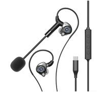 UrbanHui Professional Karaoke Headset with Wireless Monitoring Earphones for Live Streaming and Singing - USB Sound Card All-in-One System White(Black)