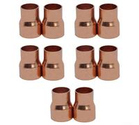 UrbanHui Pure Copper Pipe Reducer Fittings | 10-Piece 22x16mm Internal Diameter Reducer Set | for Refrigeration, AC & Hot Water System Pipe Connections
