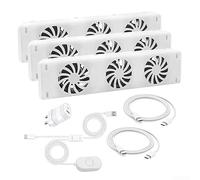 UrbanHui Radiator Magnetic Cooling Fan 3-Fan Set with Temperature Sensor, Quiet Low Noise Heater Air Circulator for Fireplace and Indoor Heating