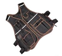 UrbanHui Reflective Tool Vest for Construction Workers - Heavy Duty 600D Fabric Safety Work Vest with Multiple Pockets - Green White Brown 710x620mm