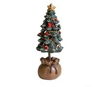 UrbanHui Resin Christmas Simulation Tree Desktop Ornaments Snow-Covered Miniature Trees For Home Office Festive Decor(Large)