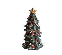 UrbanHui Resin Christmas Simulation Tree Desktop Ornaments Snow-Covered Miniature Trees For Home Office Festive Decor(Middle)