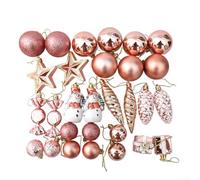 UrbanHui Rose Gold Plastic Christmas Ball Ornaments Set, Xmas Tree Hanging Decor for Wedding Party Indoor Outdoor Holiday Home Decor(C)
