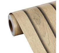 UrbanHui Self-Adhesive Wood Panel Effect Wallpaper 3D Faux Wooden Stripes Feature Wall Decor PVC Covering Roll 0.45x5m Living Room Bedroom Decoration(C)