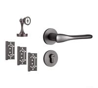 UrbanHui Silent Magnetic Split Lock Door Handle Made From Space Aluminum With Buffer Return Press Handle, Designed For Smooth Operation On For Interior Wooden Doors(AJ)