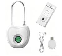 UrbanHui Smart Fingerprint Padlock with Extended Steel Cable, Rechargeable Electronic Keyless Lock for Cabinet Locker Storage Security(White)