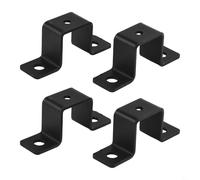 UrbanHui Square Pipe Clamp Bracket For Pipes And Railings, Carbon Steel, Black, 2-Pack Or 4-Pack, Indoor/Outdoor Use, U-Shaped Sturdy Connector(4pcs 1in)
