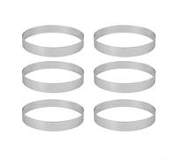 UrbanHui Stainless Steel Tart Ring Set 6PCS Perforated Baking Rings Even Crusts Triple Size Oven and Dishwasher Safe for Tarts Quiches Pastries Cakes Muffins Pizzas(11cm)