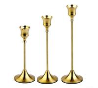 UrbanHui Three-Height Conical Candlestick Arrangement For Visual Layering On Sideboards, Mantels, Or Centerpiece Tables Indoors(Copper)