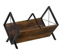 UrbanHui Vinyl Record Storage Rack Solid Wood with Metal Frame Large Capacity CD Holder for Home Studio Music Collection Black(Brown)