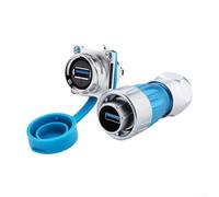 UrbanHui Waterproof DH-24 USB 3.0 Signal Connector, IP68 Rated for Harsh Environments with 5Gbps Transmission and 900mA Power, Alloy Shell in Blue(Set)