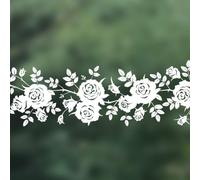 UrbanHui White Flower Rattan Vinyl Wall Sticker Decorative Electrostatic Glass Mirror Bathroom Decal 11x50cm