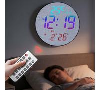 UrbanHui Wireless Synchronization RGB Wall Clock With Light Sensor For Automatic Brightness Control And For Perpetual Calendar Display Including Countdown Timer With Type C Charging(D)