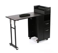 Urbanity Compact Foldable Folding Nail Station Salon Manicure Table Desk black