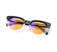 UrbanLens Reading Glasses with Blue Light Filter, Amber Lenses, Blocks Blue Light, Better Sleep and Reduce Eye Fatigue for Women and Men (Black/Clear, 2.25