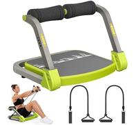 UrbanLuxe Ab Machine, Sit Up Exercise Equipment with Two Tension Ropes, 4 Adjustable Resistance, Automatic Rebound sit up machine, Ab Trainer for Home and Gym-Green