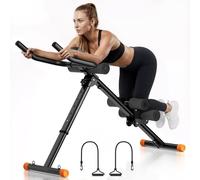 UrbanLuxe Ab Trainer Machine, Adjustable Abdominal Trainers with Display, Foldable Abdominal Workout Equipment with Knee Protection for Home Gym Core Strength Trainer-Black