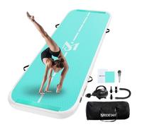 UrbanLuxe Air Tumble Track Gymnastics Mat, Inflatable Gymnastics Tumbling Mat 6.6ft 10ft 13ft 16ft 20ft/4In Air Tumble Track with Air Pump, For Family Use/Yoga/Water/Dance-6m, Green
