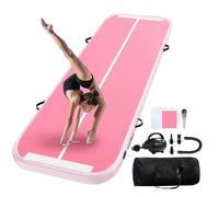 UrbanLuxe Air Tumble Track Gymnastics Mat, Inflatable Gymnastics Tumbling Mat 6.6ft 10ft 13ft 16ft 20ft/4In Air Tumble Track with Air Pump, For Family Use/Yoga/Water/Dance-4m, Pink