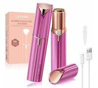 UrbanLuxe Facial Hair Remover Women, Lady Shaver for Women, Rechargeable Hair Remover Painless Face Hair Trimmer for Face Hair, Lips, Peach Fuzz, Bikini Body-Rose Red