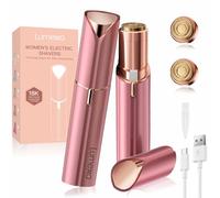 UrbanLuxe Facial Hair Remover Women, Lady Shaver for Women, Rechargeable Hair Remover Painless Facial Hair Trimmer with Two Replacement Heads for Face Hair, Peach Fuzz, Bikini-Pink