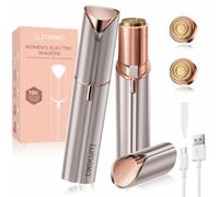 UrbanLuxe Facial Hair Remover Women, Lady Shaver for Women, Rechargeable Hair Remover Painless Facial Hair Trimmer with Two Replacement Heads for Face Hair, Peach Fuzz, Bikini-Champagne Gold