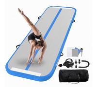 UrbanLuxe Inflatable Gym Mat Mats, 2 m / 3 m / 4 m / 5 m / 6 m, 10 cm High Air Training Mat with Air Pump, for Family Use, Yoga, Water, Dance, 2.5 m, Blue