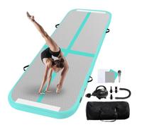 UrbanLuxe Inflatable Gym Mat Mats, 2 m / 3 m / 4 m / 5 m / 6 m, 10 cm High Air Training Mat with Air Pump, for Family Use, Yoga, Water, Dance, 6 m x 1 m x 20 cm, Green