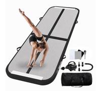 UrbanLuxe Inflatable Gym Mat Mats, 2 m / 3 m / 4 m / 5 m / 6 m, 10 cm High Air Training Mat with Air Pump, for Family Use, Yoga, Water, Dance, 4 m x 1 m x 20 cm, Black