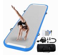 UrbanLuxe Inflatable Gym Mat Mats, 2 m / 3 m / 4 m / 5 m / 6 m, 10 cm High Air Training Mat with Air Pump, for Family Use, Yoga, Water, Dance Blue, 2 m x 0.1