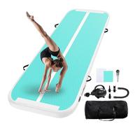 UrbanLuxe Inflatable Gym Mat Mats, 2 m / 3 m / 4 m / 5 m / 6 m, 10 cm High Air Training Mat with Air Pump, for Family Use, Yoga, Water, Dance, 2 m, Green