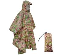 UrbanMover Waterproof Rain Poncho Lightweight Reusable Rain Poncho Adult with hood for Outdoor Activities Hiking Camping Cycling Traveling, One Size for All Quick Dry Windproof Ripstop OCP Camo