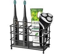 Urbanstrive 304 Stainless Steel Bathroom Toothbrush Holder Toothpaste Holder Stand Bathroom Accessories Organizer, Large, Black