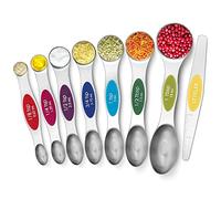 Urbanstrive Magnetic Measuring Spoons Set Stainless Steel, Dual Sided for Liquid Dry Food, Measuring Cups Spoons Set Fits in Spice Jar, Kitchen Gadgets, Cooking Utensils Set, Including Leveler, 8Color