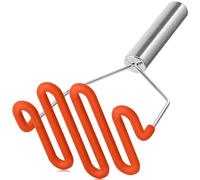 Urbanstrive Non-Scratch Silicone Potato Masher Kitchen Tool, Potatoes Masher Potato Masher Stainless Steel Wrapped in Premium Silicone, Potato Smasher, Orange