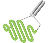 Urbanstrive Non-Scratch Silicone Potato Masher Kitchen Tool, Potatoes Masher Potato Masher Stainless Steel Wrapped In Premium Silicone, Potato Smasher, Green