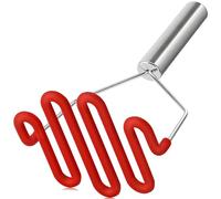 Urbanstrive Non-Scratch Silicone Potato Masher Kitchen Tool, Potatoes Masher Potato Masher Stainless Steel Wrapped in Premium Silicone, Potato Smasher, Red