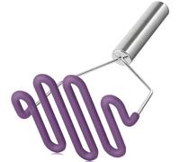 Urbanstrive Non-Scratch Silicone Potato Masher Kitchen Tool, Potatoes Masher Potato Masher Stainless Steel Wrapped in Premium Silicone, Potato Smasher, Purple