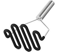 Urbanstrive Non-Scratch Silicone Potato Masher Kitchen Tool, Potatoes Masher Potato Masher Stainless Steel Wrapped In Premium Silicone, Potato Smasher, Black