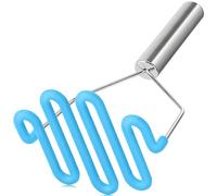 Urbanstrive Non-Scratch Silicone Potato Masher Kitchen Tool, Potatoes Masher Potato Masher Stainless Steel Wrapped in Premium Silicone, Potato Smasher, Blue