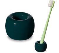 Urbanstrive Sleek Mini Ceramics Toothbrush Holder Stand for Bathroom Vanity Countertops (Dark Green 1-Pack)