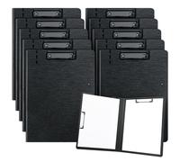 URbantin 10 Pack A4 Foldable Clipboards with Two Clips File Document Organiser,Clip Board for Business,Office,School or Restaurant (Black)
