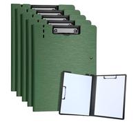 URbantin A4 Clipboard,5 Pack Foldable Clipboards with Two Clips File Document Organiser,Clip Board for Business,Office,School or Restaurant (Green)
