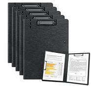 URbantin A4 Clipboard,5 Pack Foldable Clipboards with Two Clips File Document Organiser,Clipboards Clip Board for Business,Office,School or Restaurant (Black)